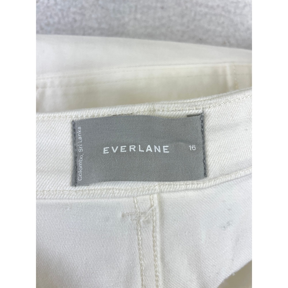 Everlane Straight Leg Crop Pants Women's Size 16 White Cotton Stretch Casual - Picture 7 of 9